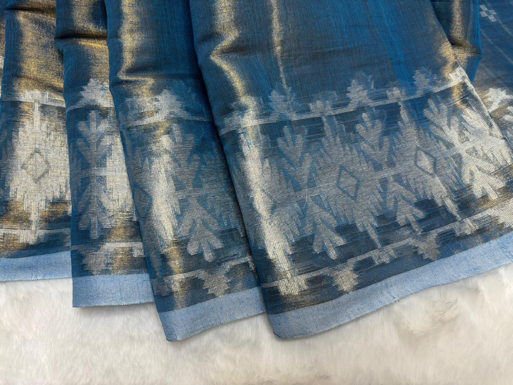 Handloom linen saree