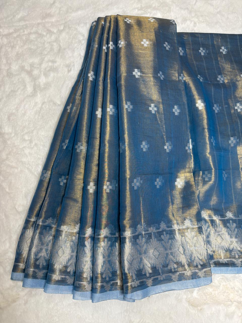Handloom linen saree
