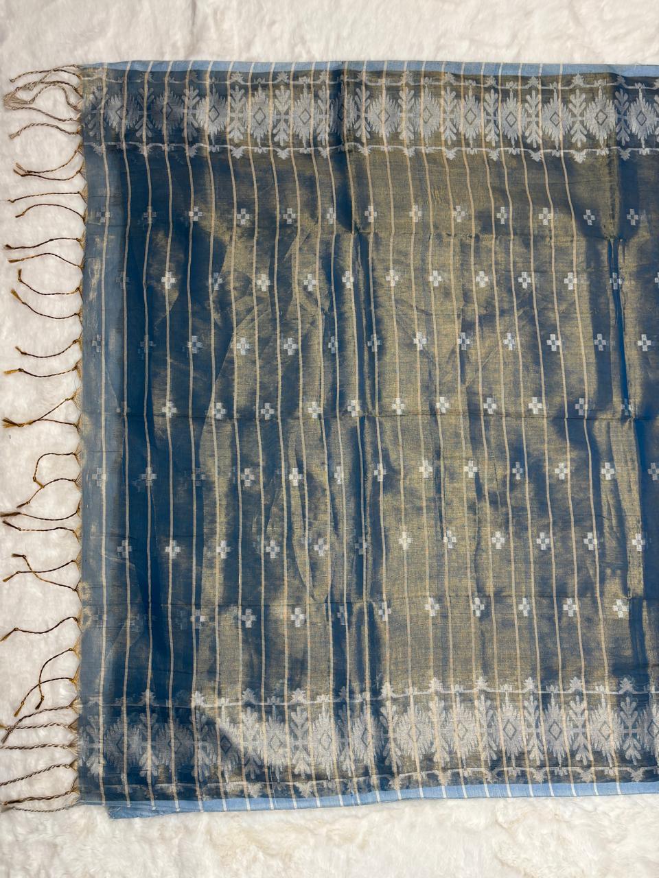 Handloom linen saree