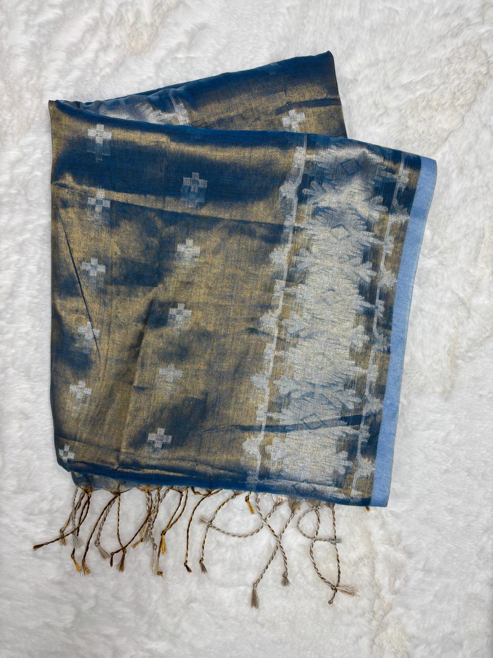 Handloom linen saree
