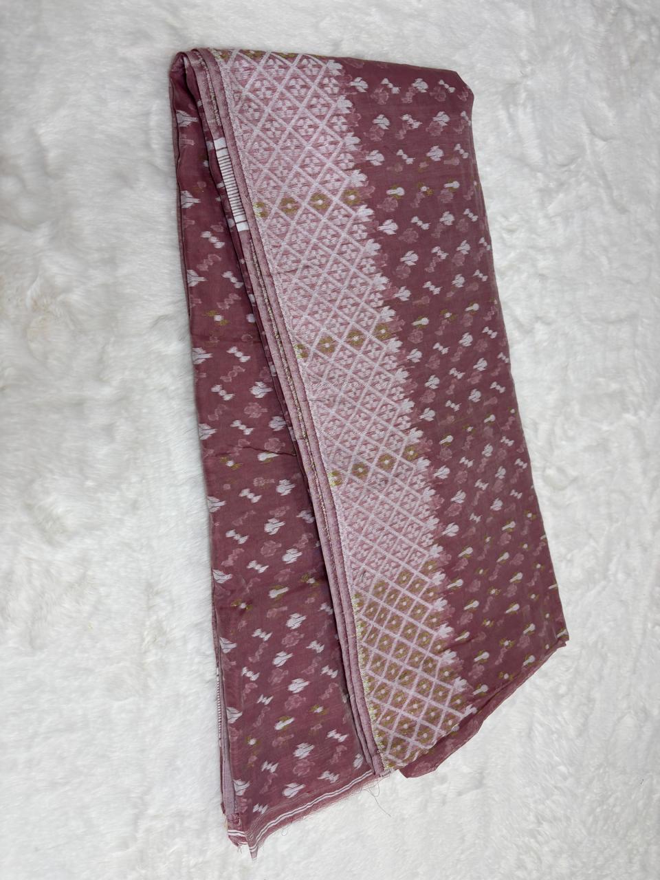 Folded fabric with a pattern on a textured white background