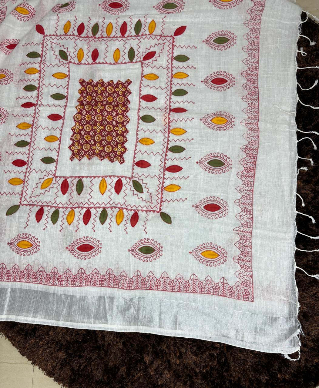 Khadi linen saree