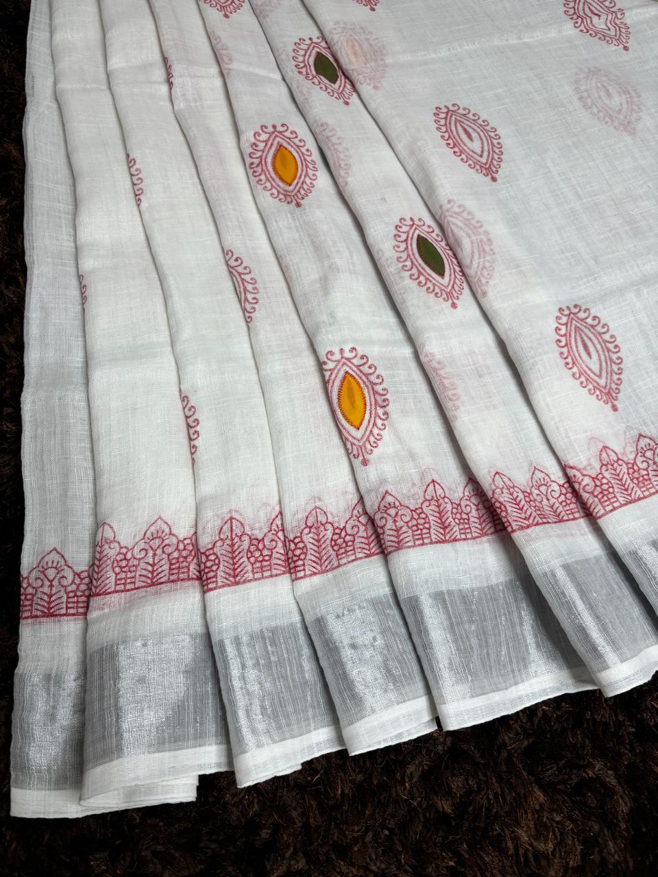Khadi linen saree