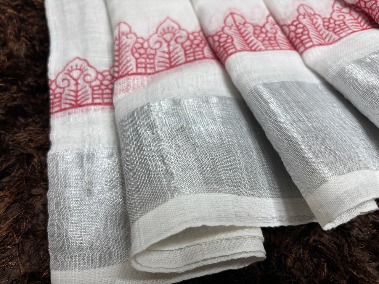 Khadi linen saree