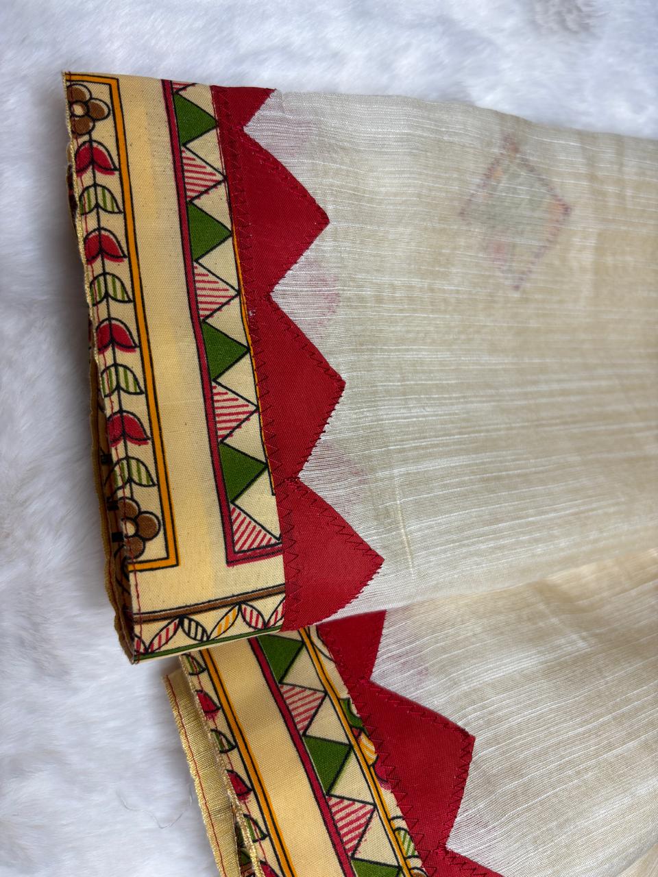 Close-up of a fabric with geometric patterns on a white background