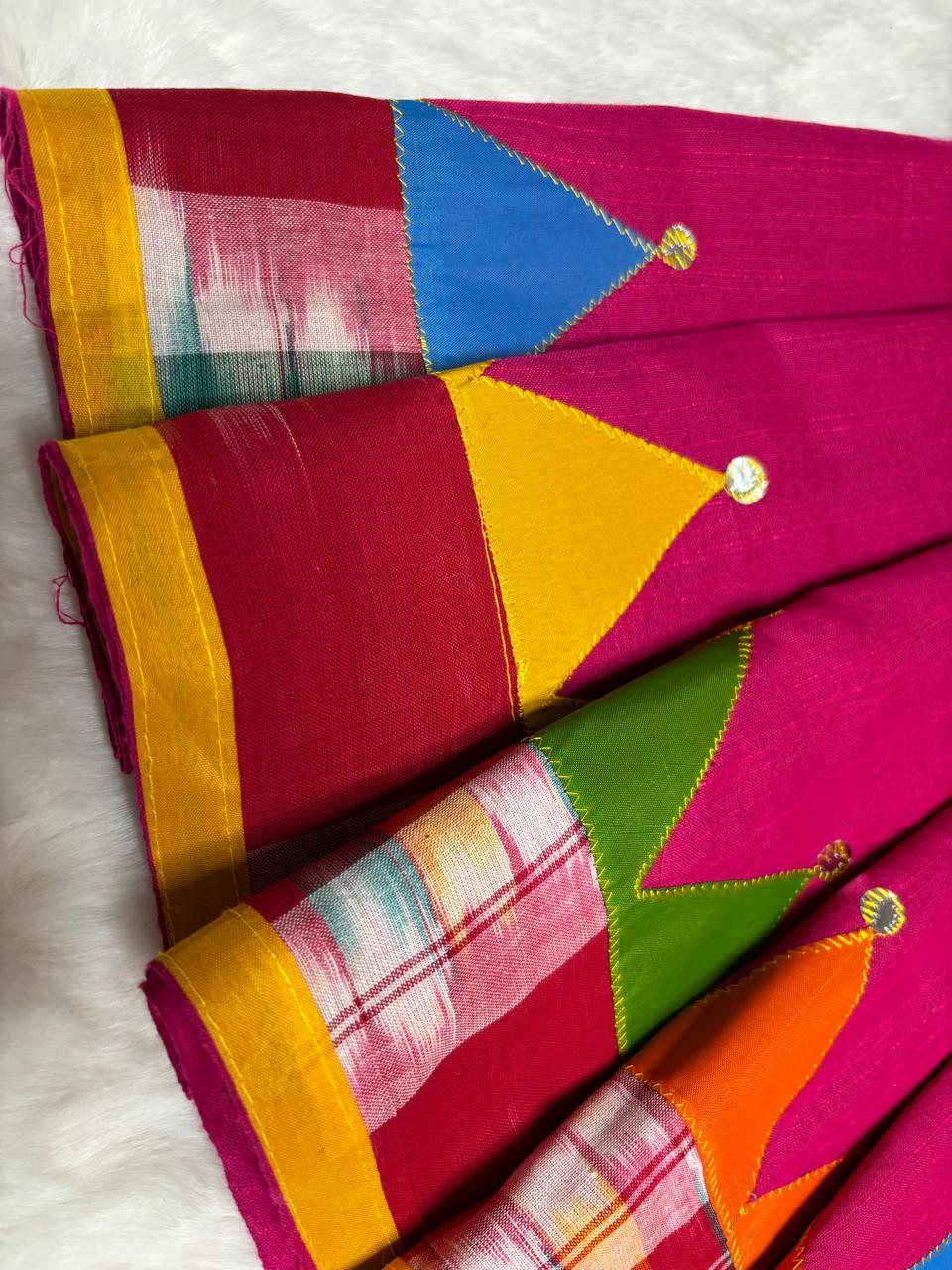 Khadi patchwork saree