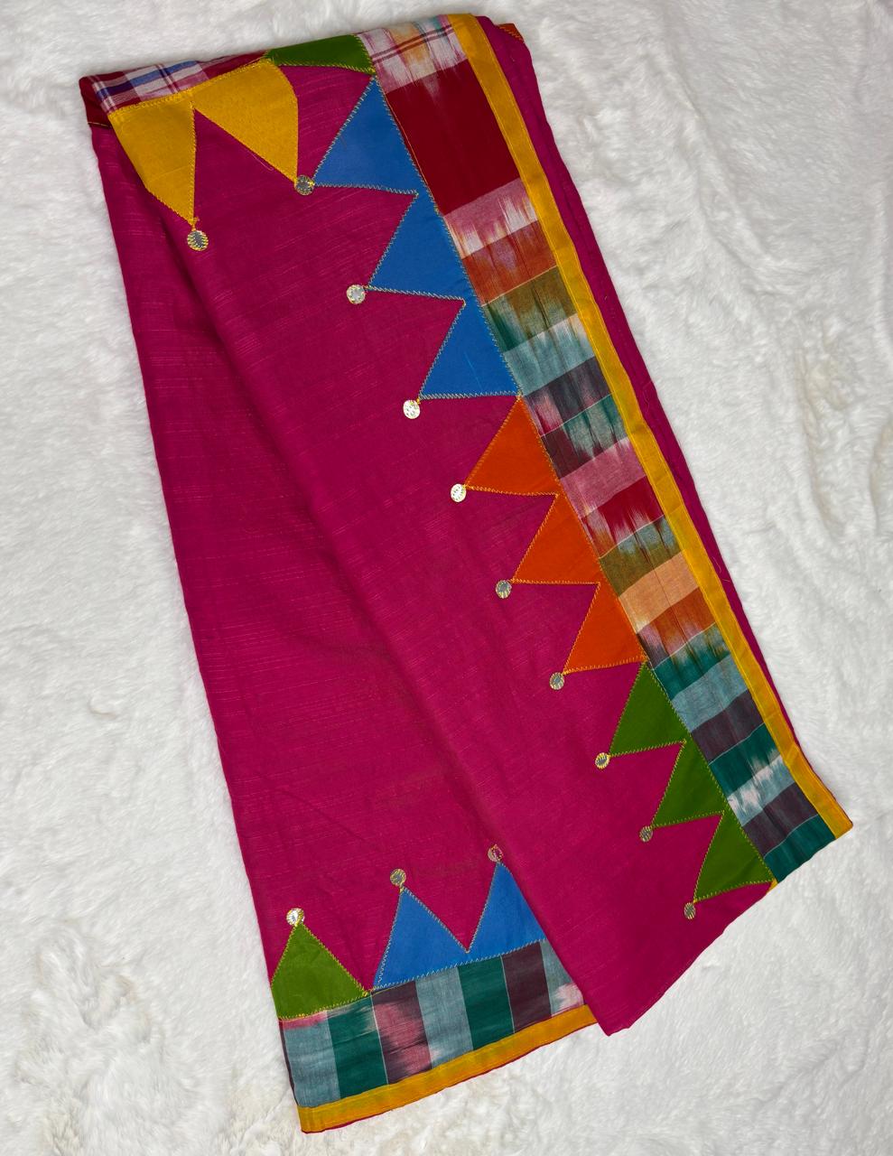 Khadi patchwork saree
