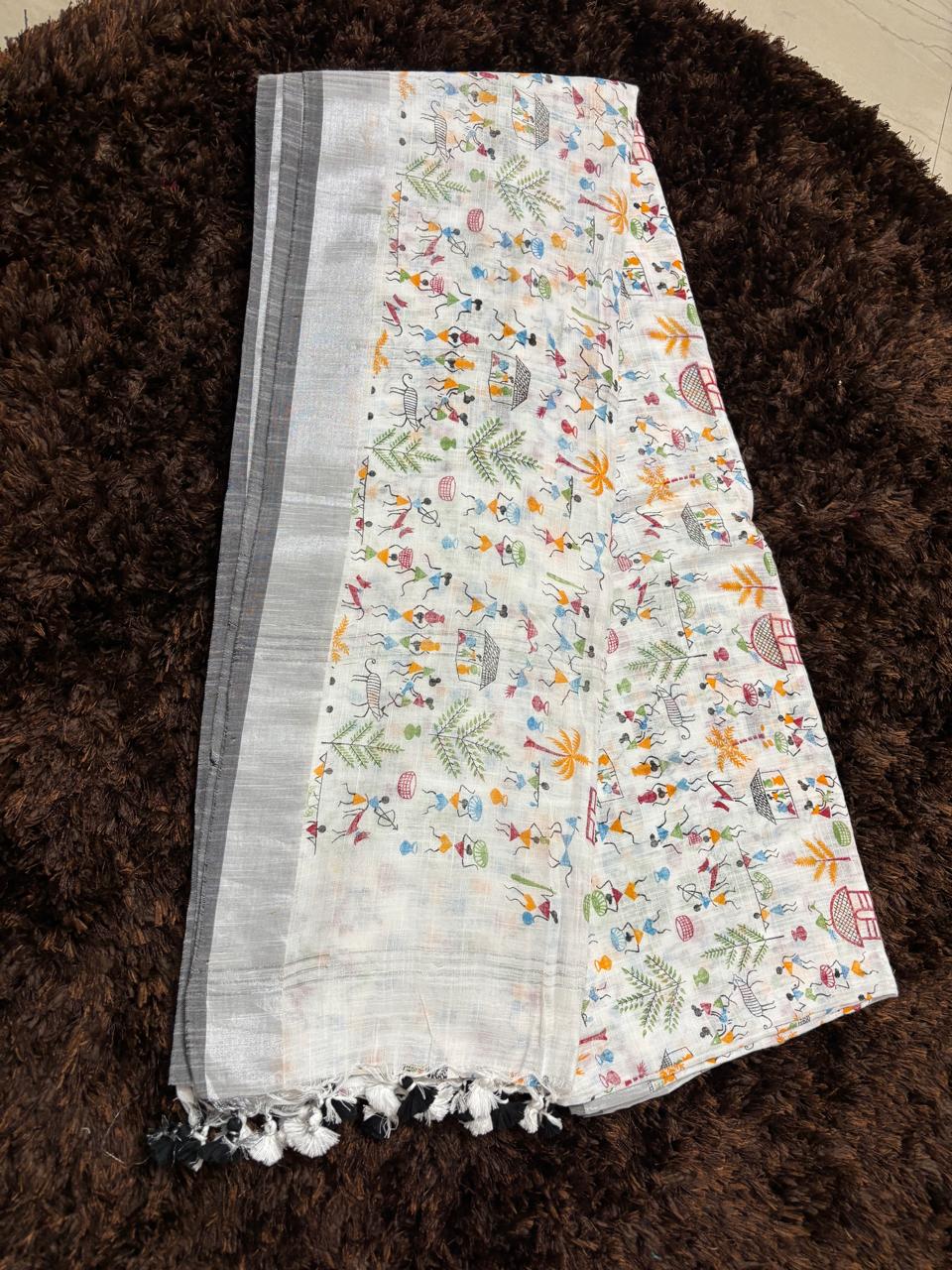 Khadi linen saree