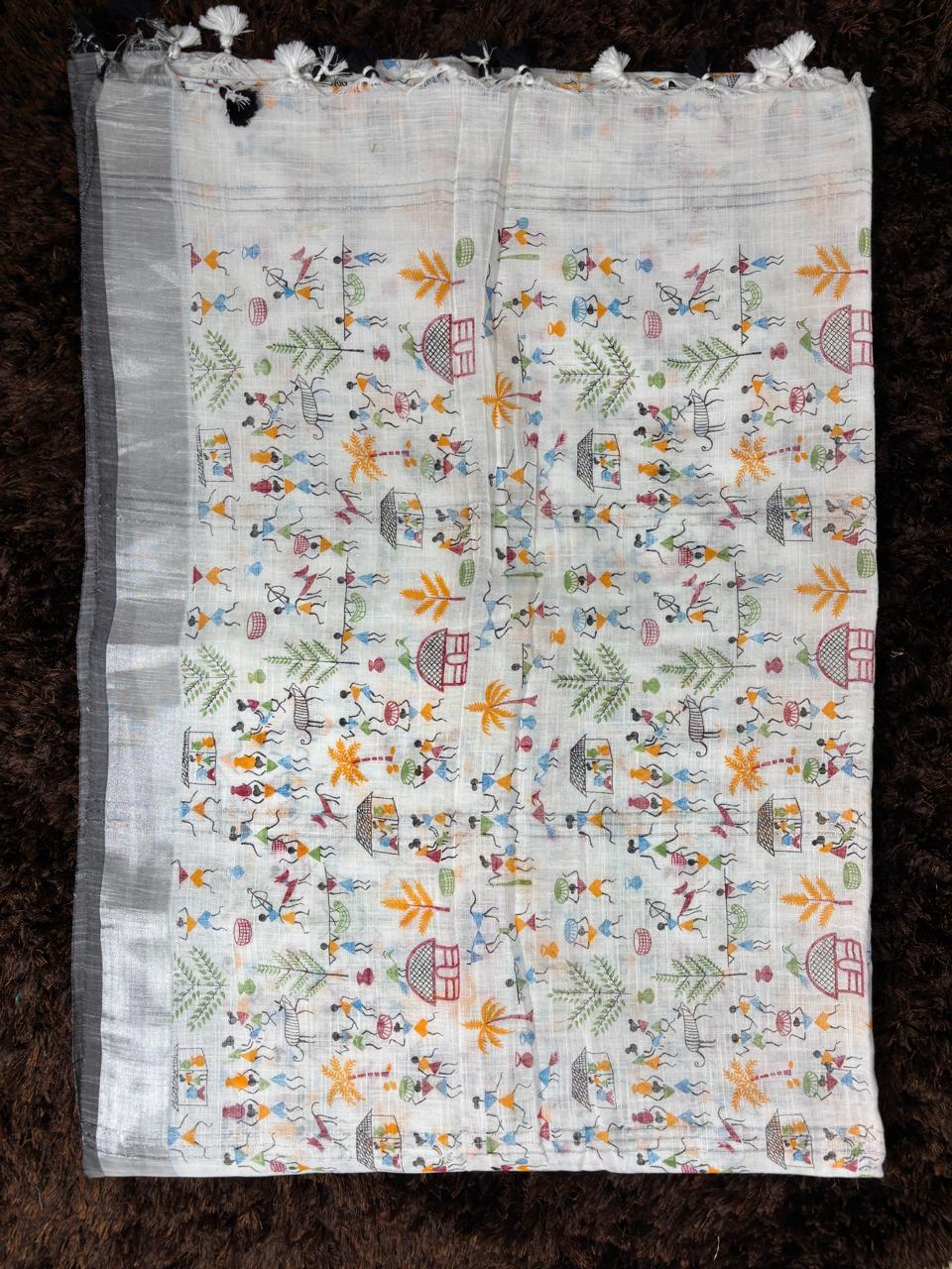 Khadi linen saree