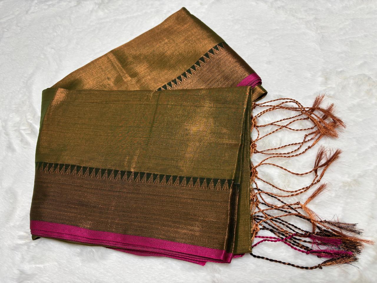 Handloom linen saree