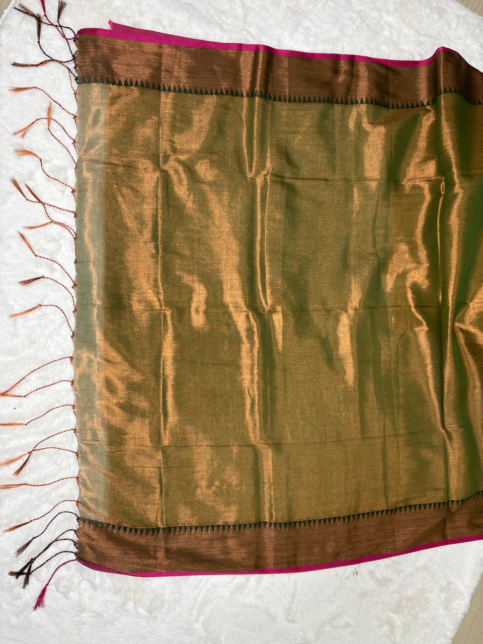 Handloom linen saree