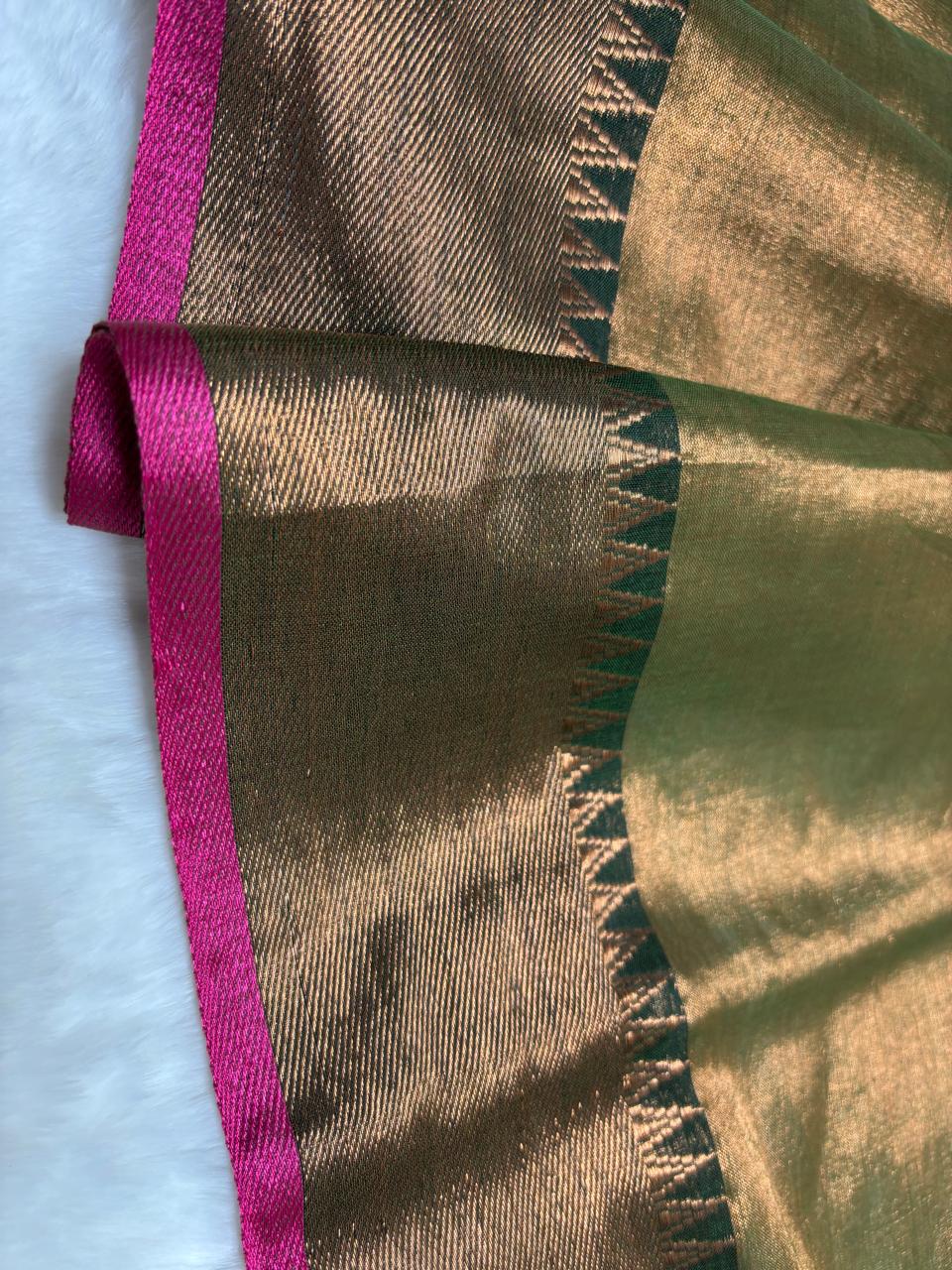 Handloom linen saree