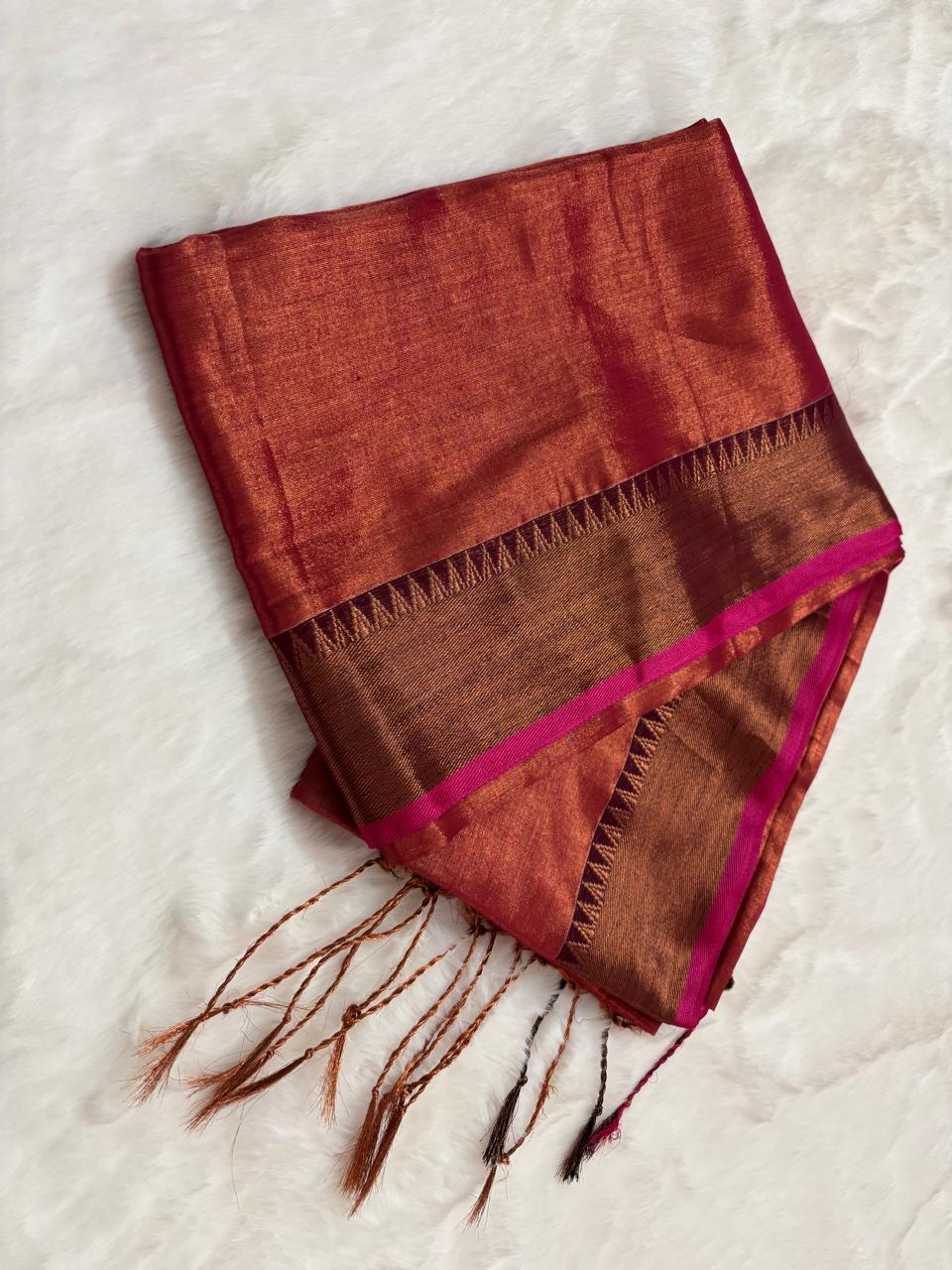 Handloom linen saree