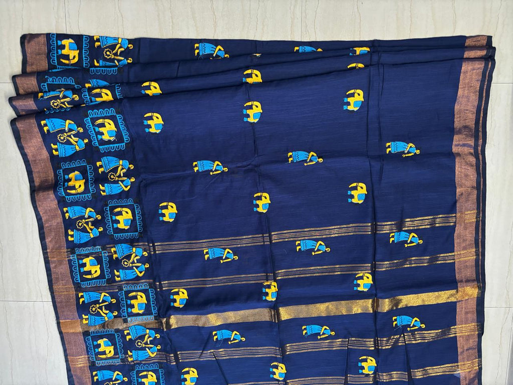 Cotton linen blend handloom style saree
