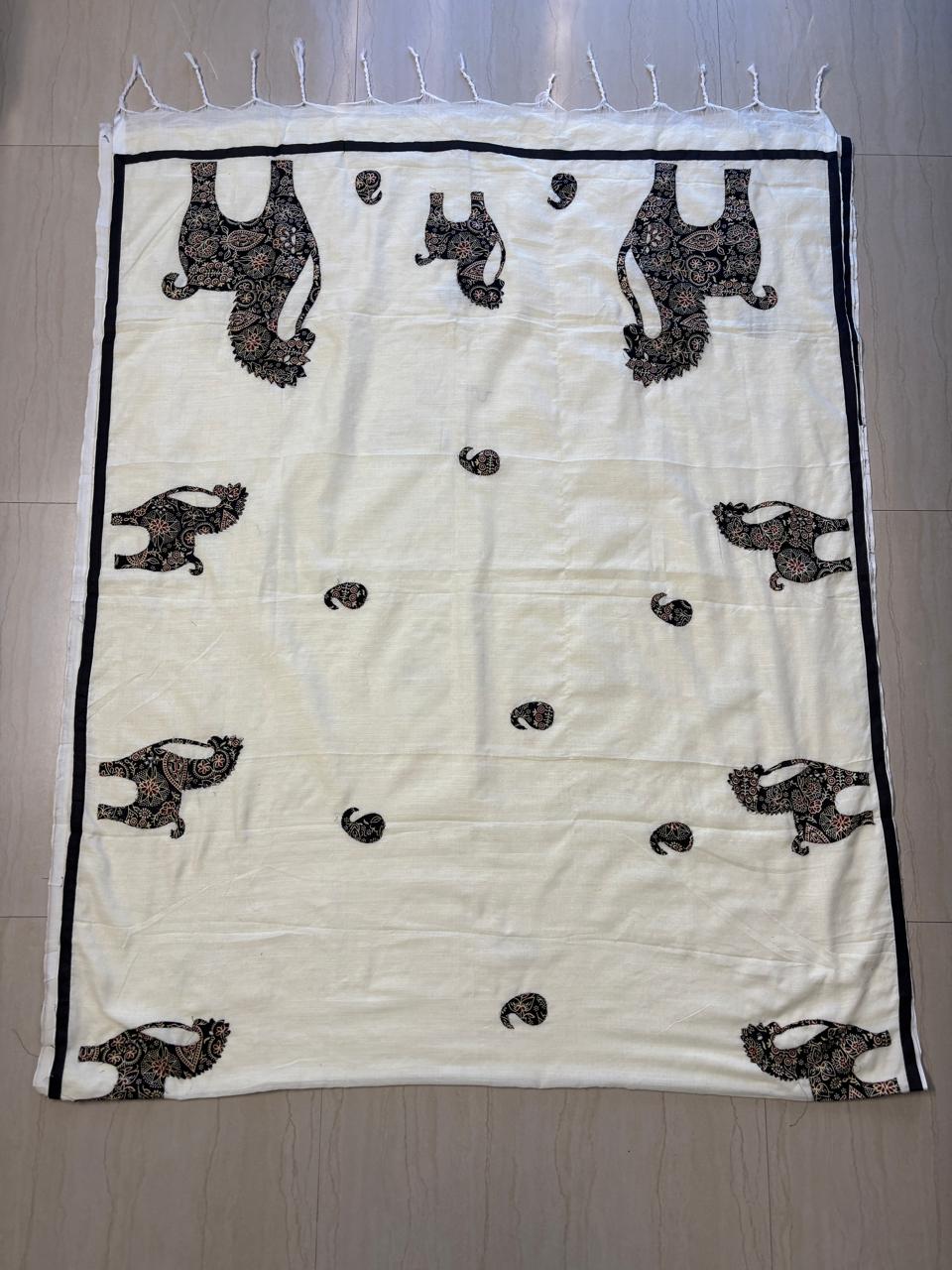 Soft Cotton linen blend handloom style saree